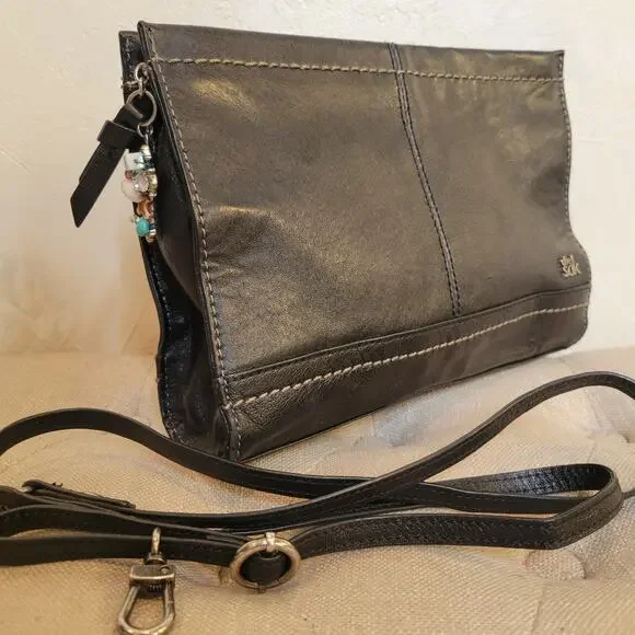 THE SAK Iris Purse Black Leather 3-Way Demi Clutch Adjustable Crossbody Bag - Picture 6 of 12